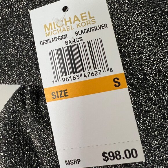 Michael Kors Womens Black Silver Metallic Cold Shoulder Top Long Sleeves size S - Picture 12 of 13